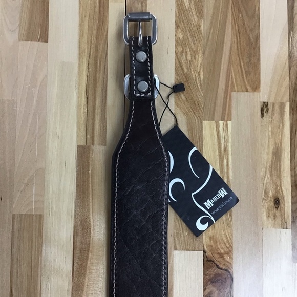 Madcow genuine leather contemporary country vibe dog collar handmade black red - Picture 9 of 14